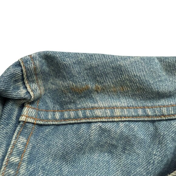 VTG MVP Cor Inc MILLER LITE Blue Denim Jean Jacket Distressed Men's Size Large - Picture 13 of 16